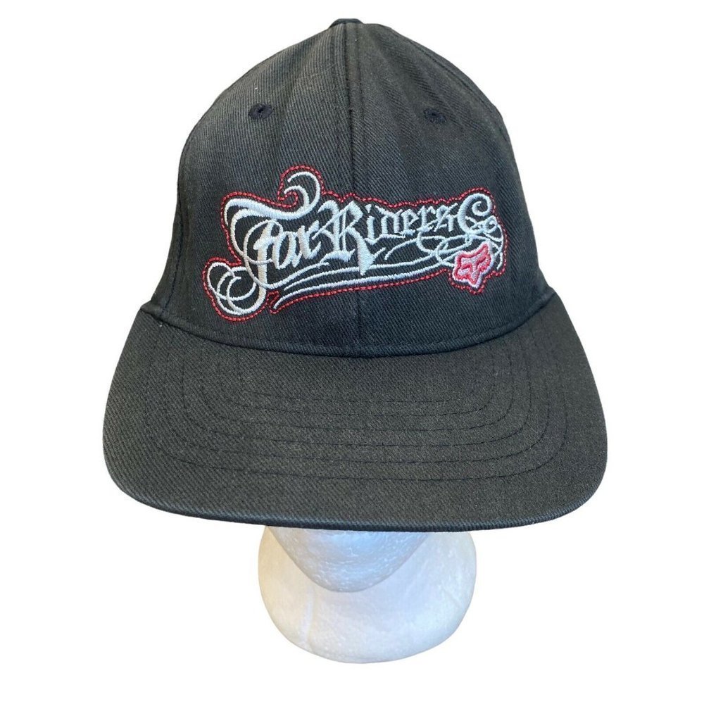 Youth Fox Racing Hat Fox Riders Co. Fitted Embroidered Black Faded OSFM